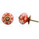Orange Ceramic Floral Dresser Knob